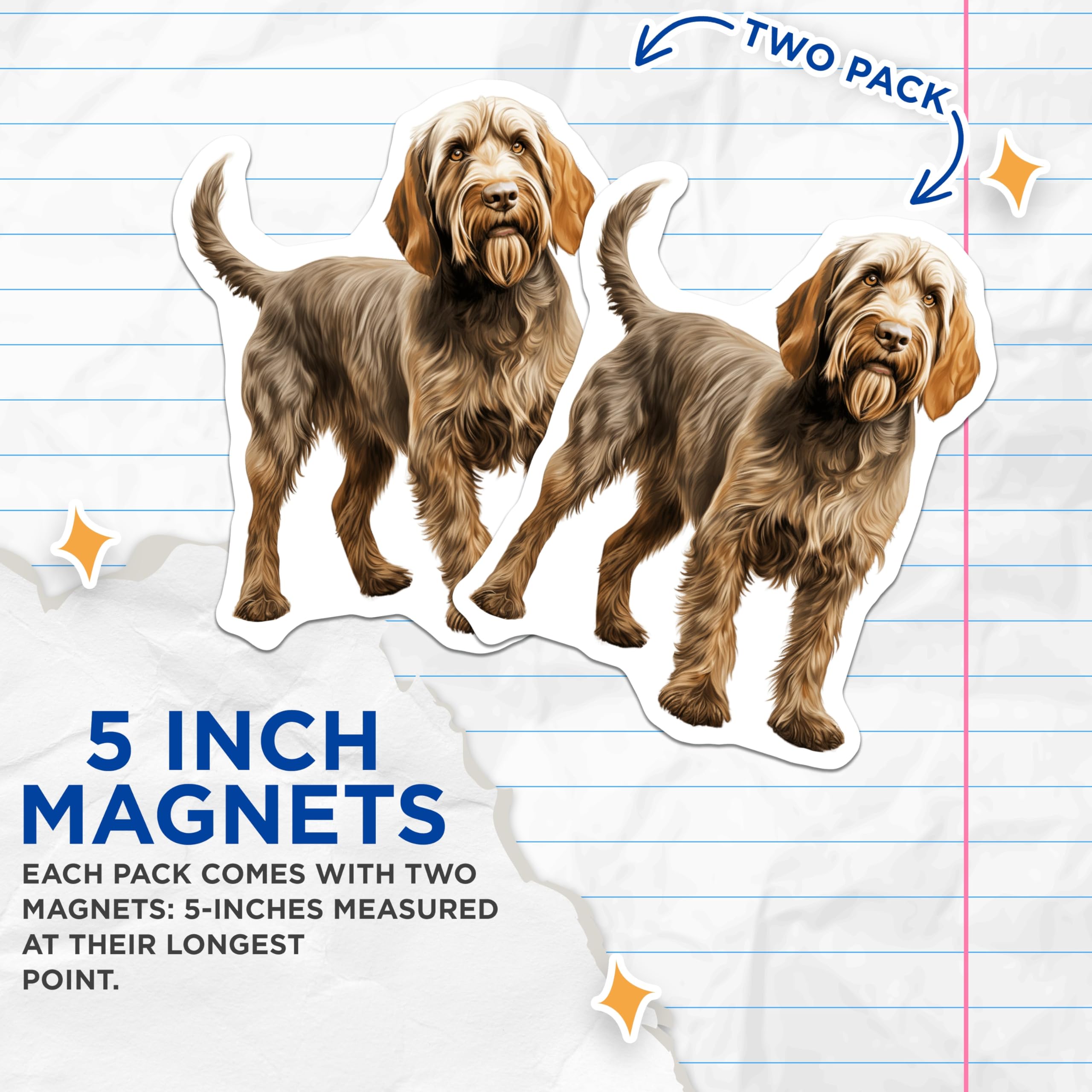(2 Pack) Wirehaired Griffon Magnets - Hunting Dog Decor - Pet Owner Collectible - 5 Inches On Longest Side - Thick Durable Magnet - Made in USA - MAG24819