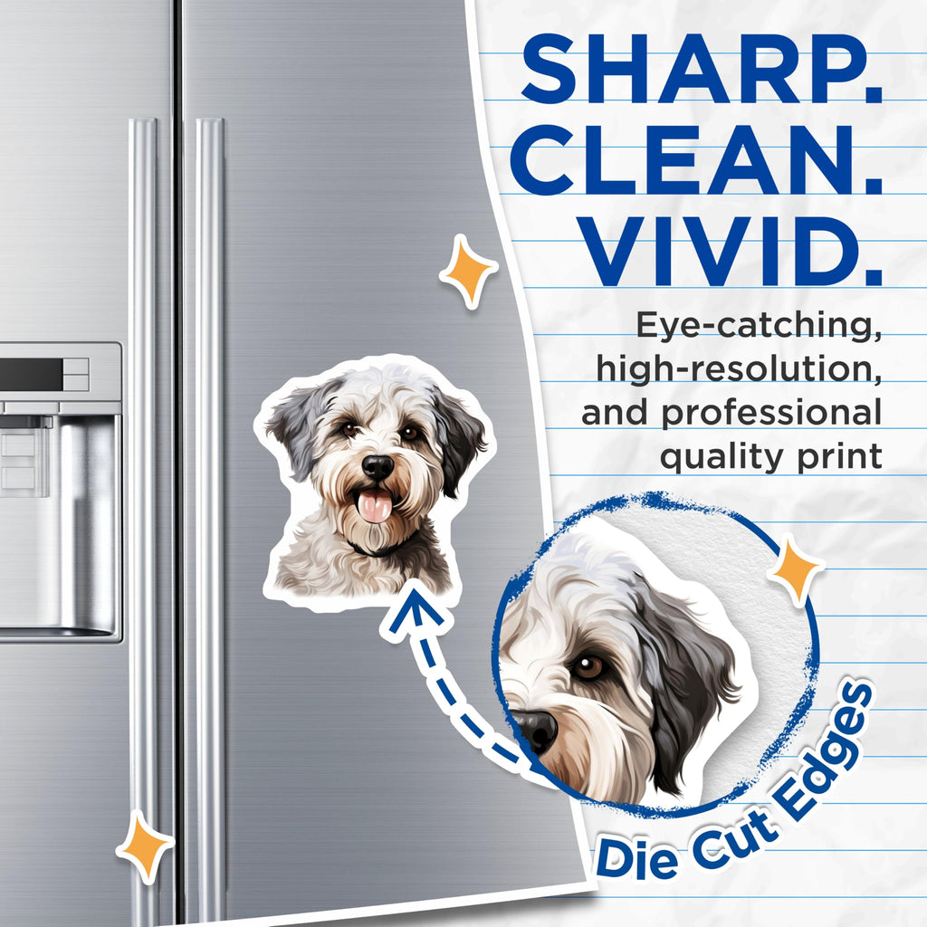 (2 Pack) Fluffy Dog Magnets - Adorable Pet Lover Accessory - Schnauzer Mix Fridge Decor - 5 Inches On Longest Side - Thick Durable Magnet - Made in USA - MAG30665