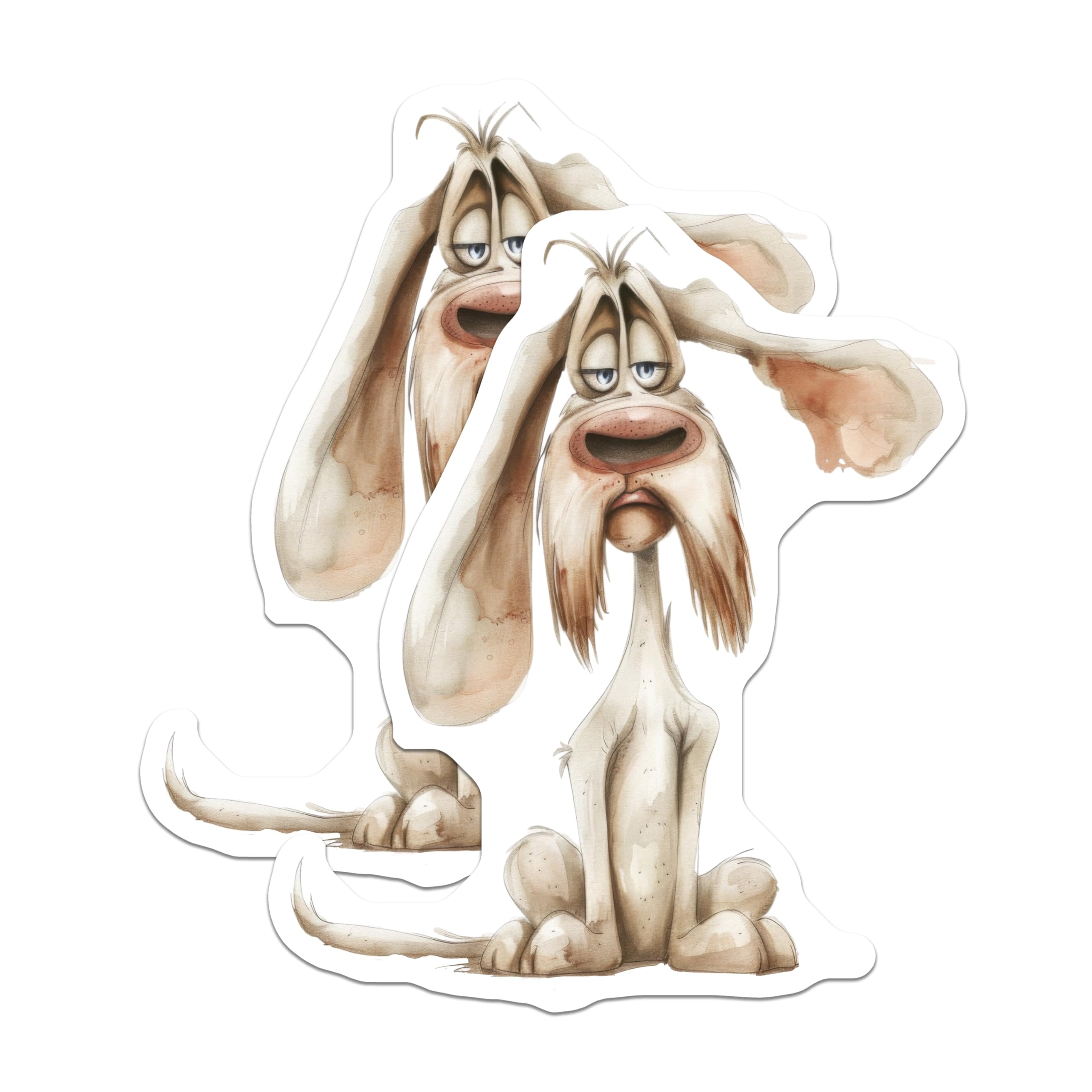 (2 Pack) Tired Dog Magnets - Grumpy Pet Lover Decor - Whimsical Refrigerator Magnet - 5 Inches On Longest Side - Thick Durable Magnet - Made in USA - MAG26844