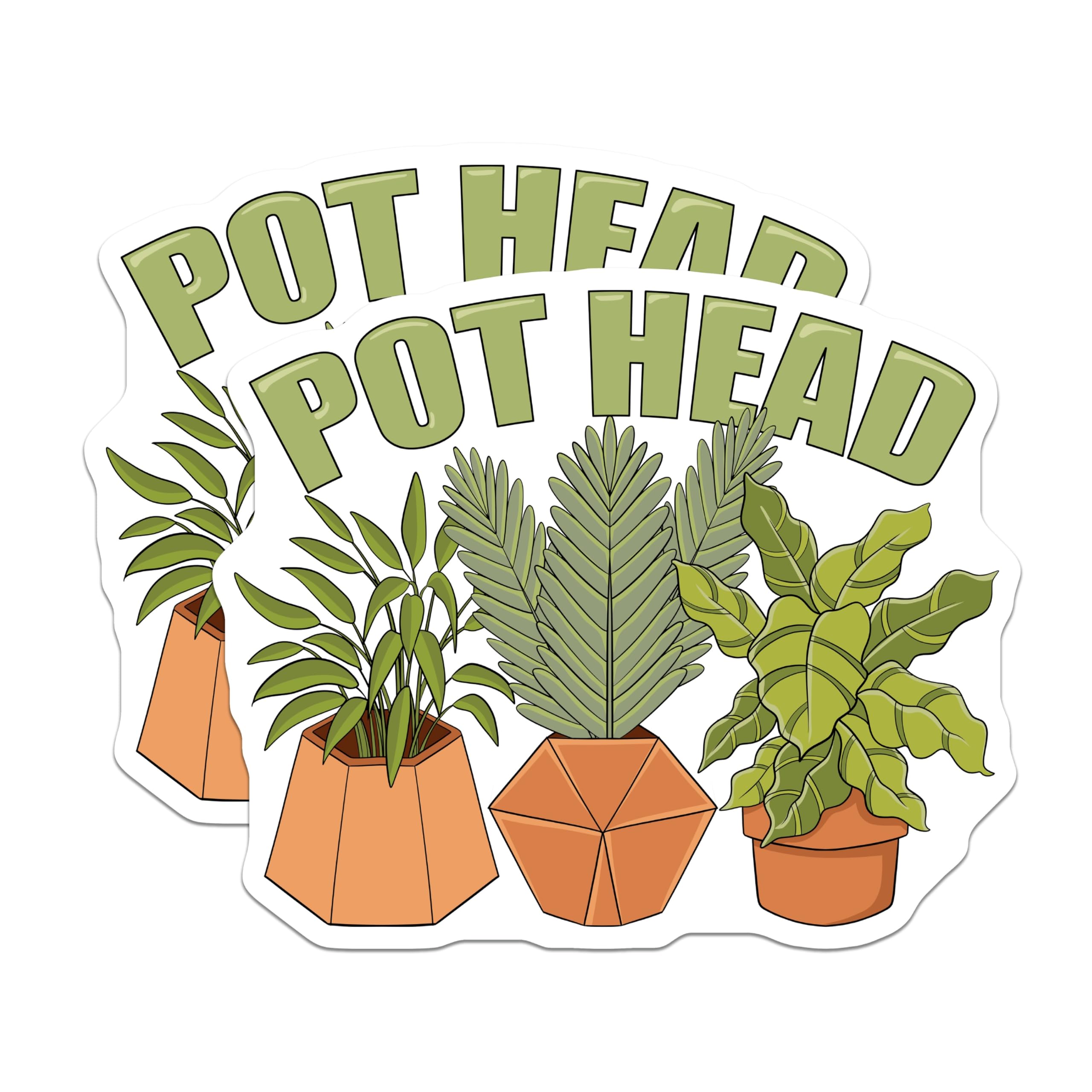 (2 Pack) Plant Lover Magnets - Funny Pot Head - Houseplants Refrigerator Decor - 5" On Longest Side - Premium Magnet - for Cars, Refrigerators, Toolboxes, Lockers - Made in USA - MAG18816
