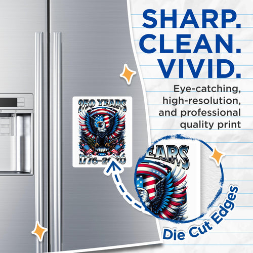 (2 Pack) 250th Anniversary USA Magnets - Patriotic Eagle - 1776-2026 Commemorative - American Heritage Decor - 5 Inches On Longest Side - Thick Durable Magnet - Made in USA - MAG25900