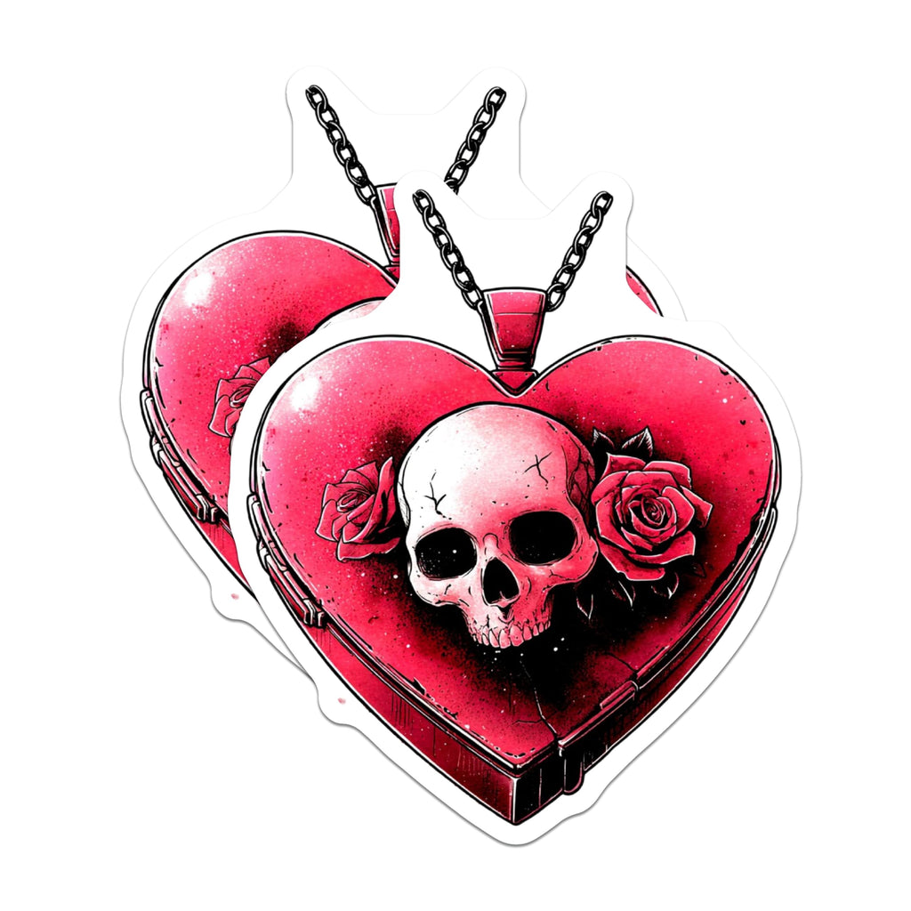 (2 Pack) Gothic Skull Rose Magnets - Heart Locket Art Decor - Dark Romance Kitchen Accent - Alternative Home Display - 5 Inches On Longest Side - Thick Durable Magnet - Made in USA - MAG21033