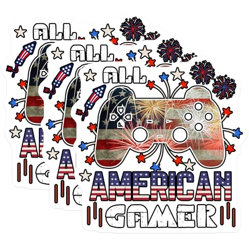 (3 Pack) American Gamer Decals - Patriotic Gamer - USA Gaming Decal - 3 Inches On Longest Side - Easy Peel & Apply - Made in USA - 3MCS1875