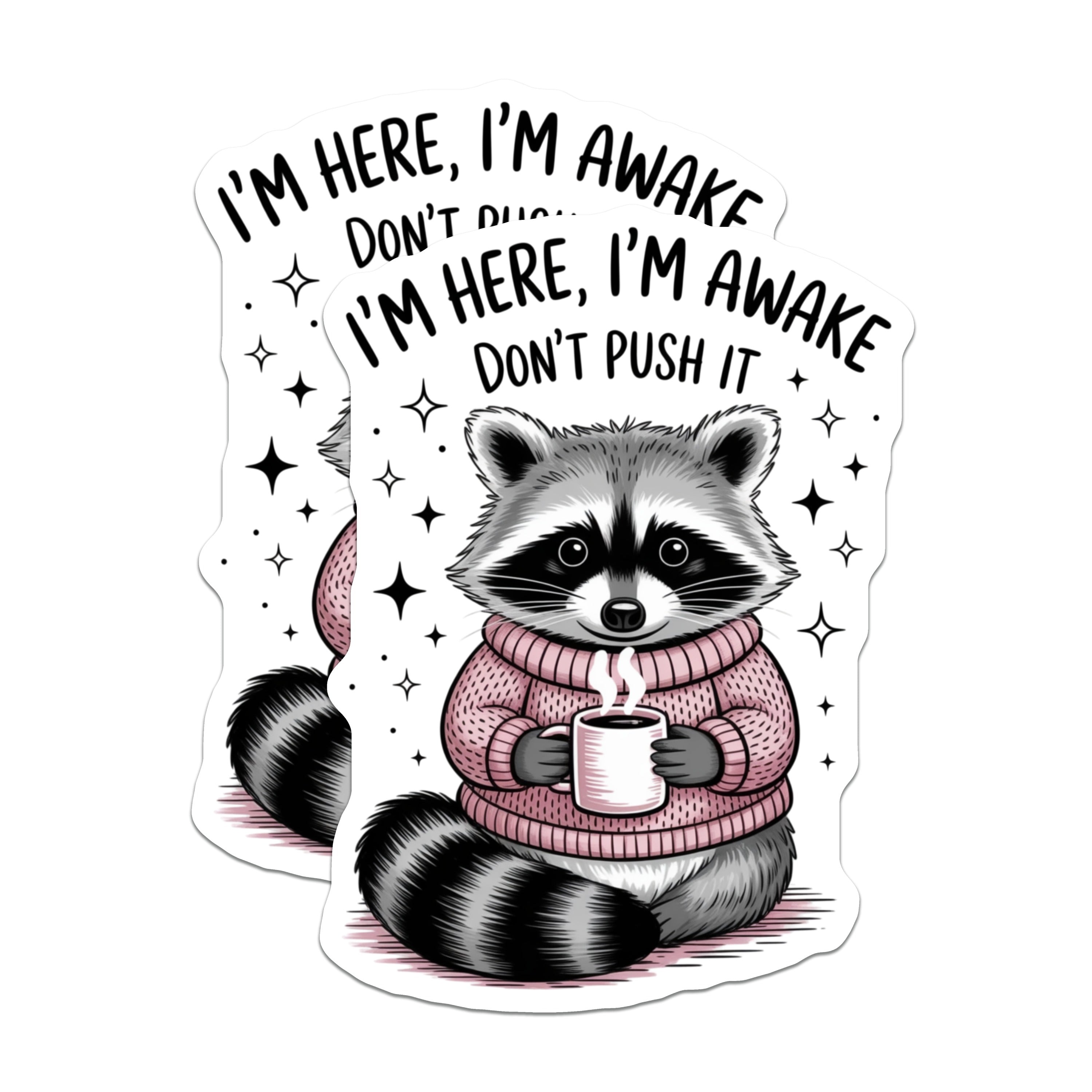 (2 Pack) Raccoon Magnets - Grumpy Animal Art - Coffee Lover Decor - Introvert Humor Fridge Accessory - 5 Inches On Longest Side - Thick Durable Magnet - Made in USA - MAG37860