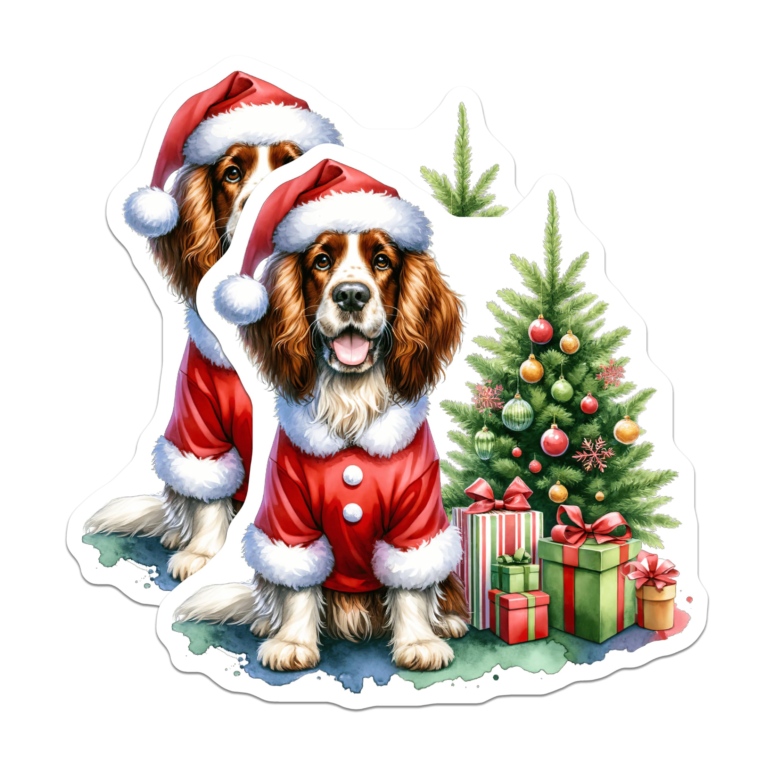 (2 Pack) Christmas Santa Dog Magnets - Holiday Cavalier Puppy Decor - Festive Winter Refrigerator Display - 5 Inches On Longest Side - Thick Durable Magnet - Made in USA - MAG24580