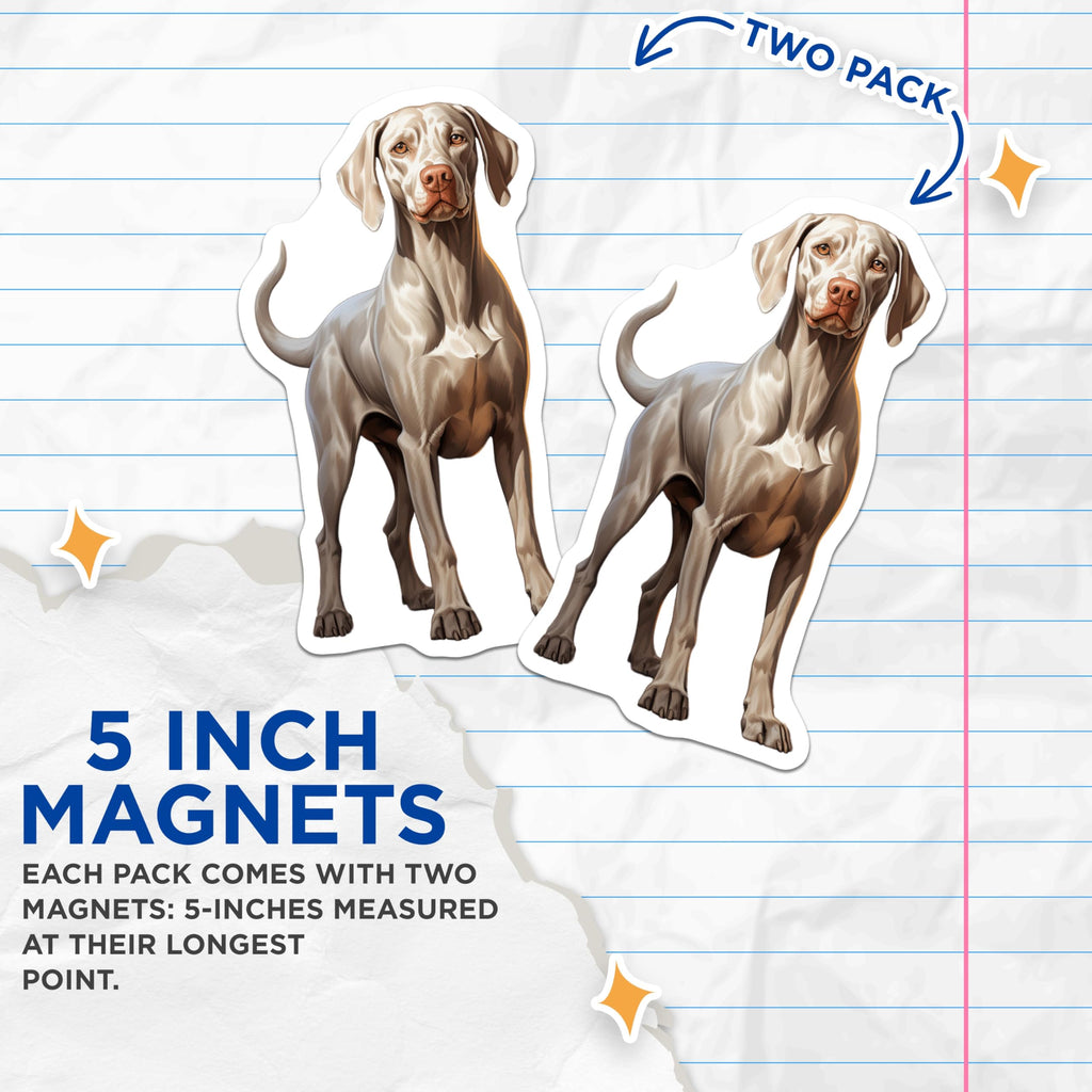 (2 Pack) Weimaraner Dog Magnets - Weimaraner Car Decal - Pet Lover Fridge Magnet for Dog Owners - 5 Inches On Longest Side - Thick Durable Magnet - Made in USA - MAG30639