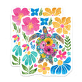 (2 Pack) Floral Turtle Art Stickers - Colorful Turtle - Nature Inspired Stickers - 5" On Longest Side - Sticks to Smooth Flat Surfaces - Made in USA - BMCS9879