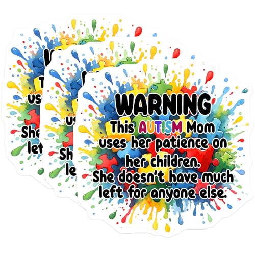 (3 Pack) Autism Mom Decals - Patience Quote - Autism Awareness Decals - 3 Inches On Longest Side - Easy Peel & Apply - Made in USA - 3MCS6888