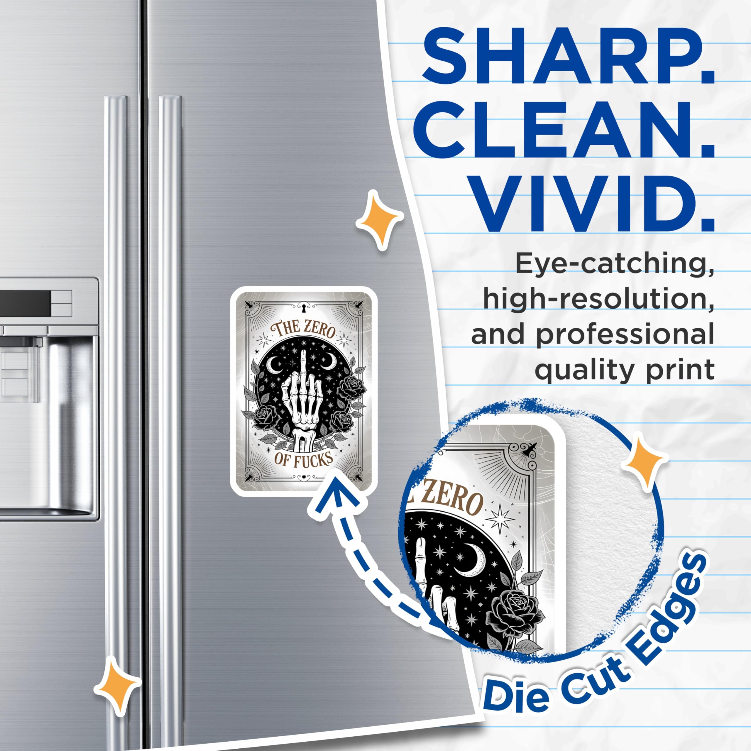 (2 Pack) Zero of Fucks Magnets - Skeleton Hand - Middle Finger Roses Decor - 5" On Longest Side - Premium Magnet - for Cars, Refrigerators, Toolboxes, Lockers - Made in USA - MAG14443