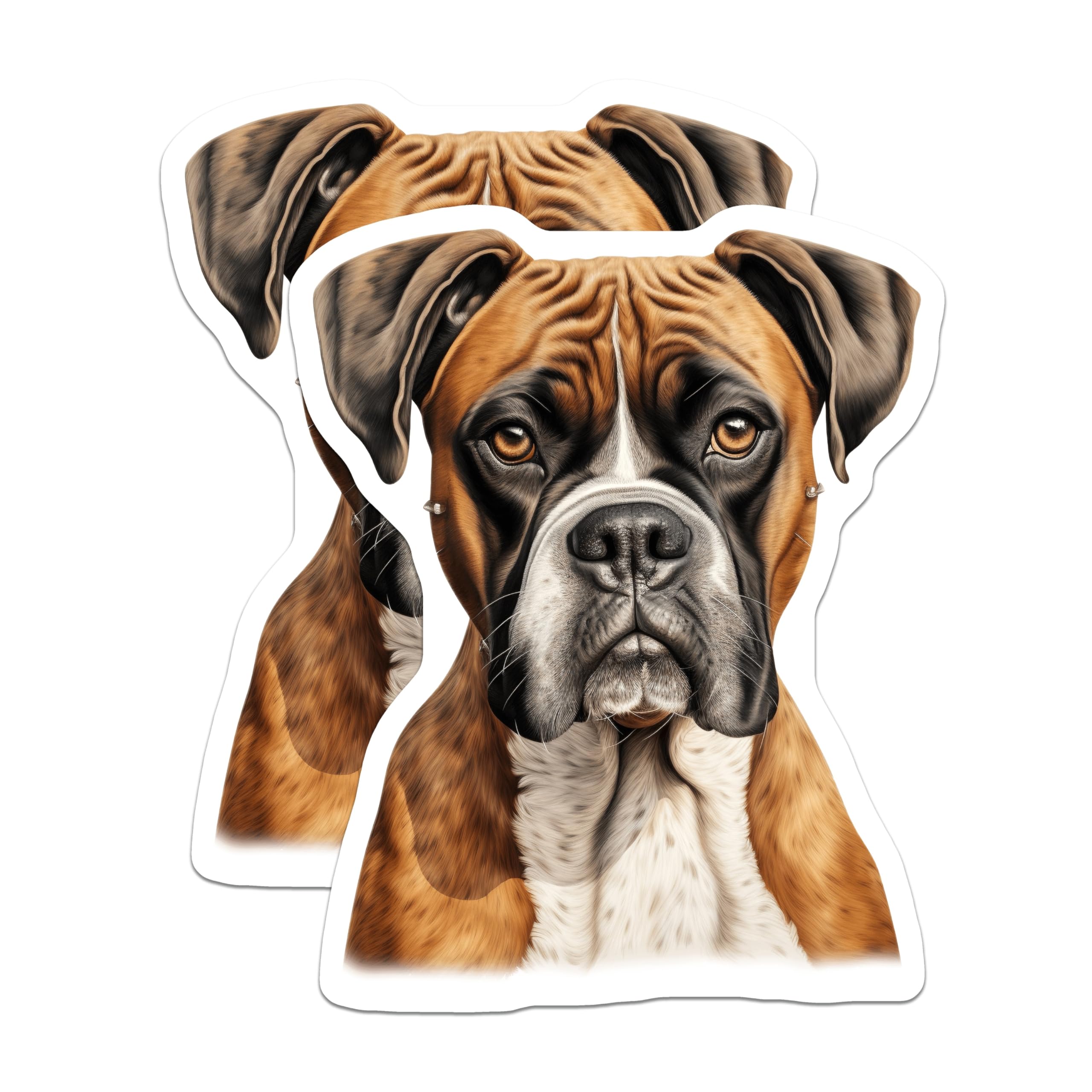 (2 Pack) Boxer Dog Magnets - Fawn Boxer Portrait - Loyal Pet Dog Lover Refrigerator Decor - Breed Specific Kitchen Decor - 5 Inches On Longest Side - Thick Durable Magnet - Made in USA - MAG29431