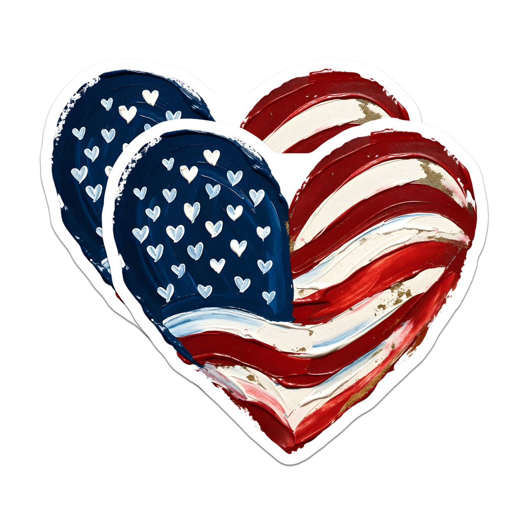 (2 Pack) American Flag Heart Magnets - Patriotic USA Love - Abstract Americana Decor - Memorial Day - Veterans Day - 5 Inches On Longest Side - Thick Durable Magnet - Made in USA - MAG38311