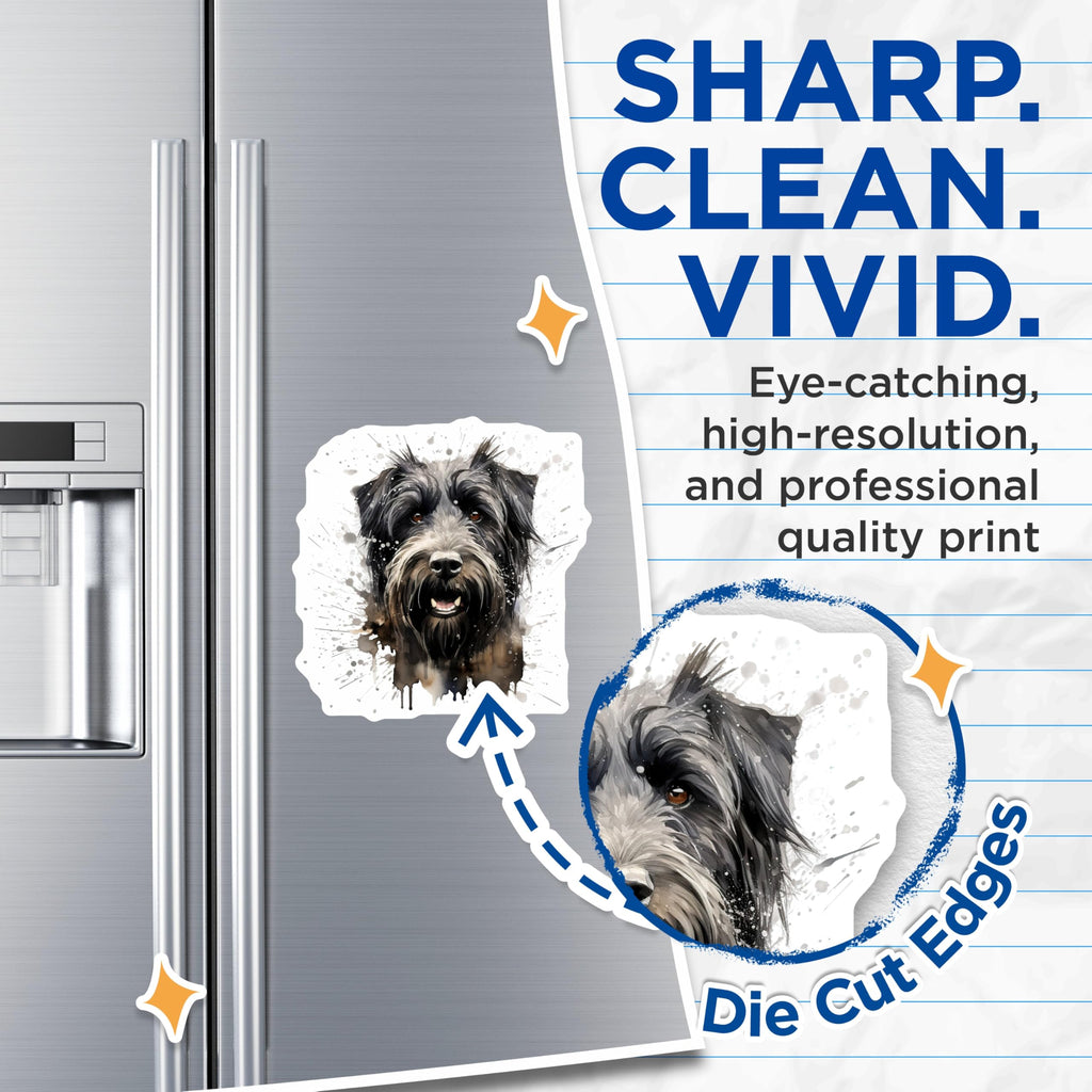 (2 Pack) Shaggy Dog Watercolor Magnets - Artistic Pet Lover Decor - Unique Animal Fridge Art - 5 Inches On Longest Side - Thick Durable Magnet - Made in USA - MAG30969
