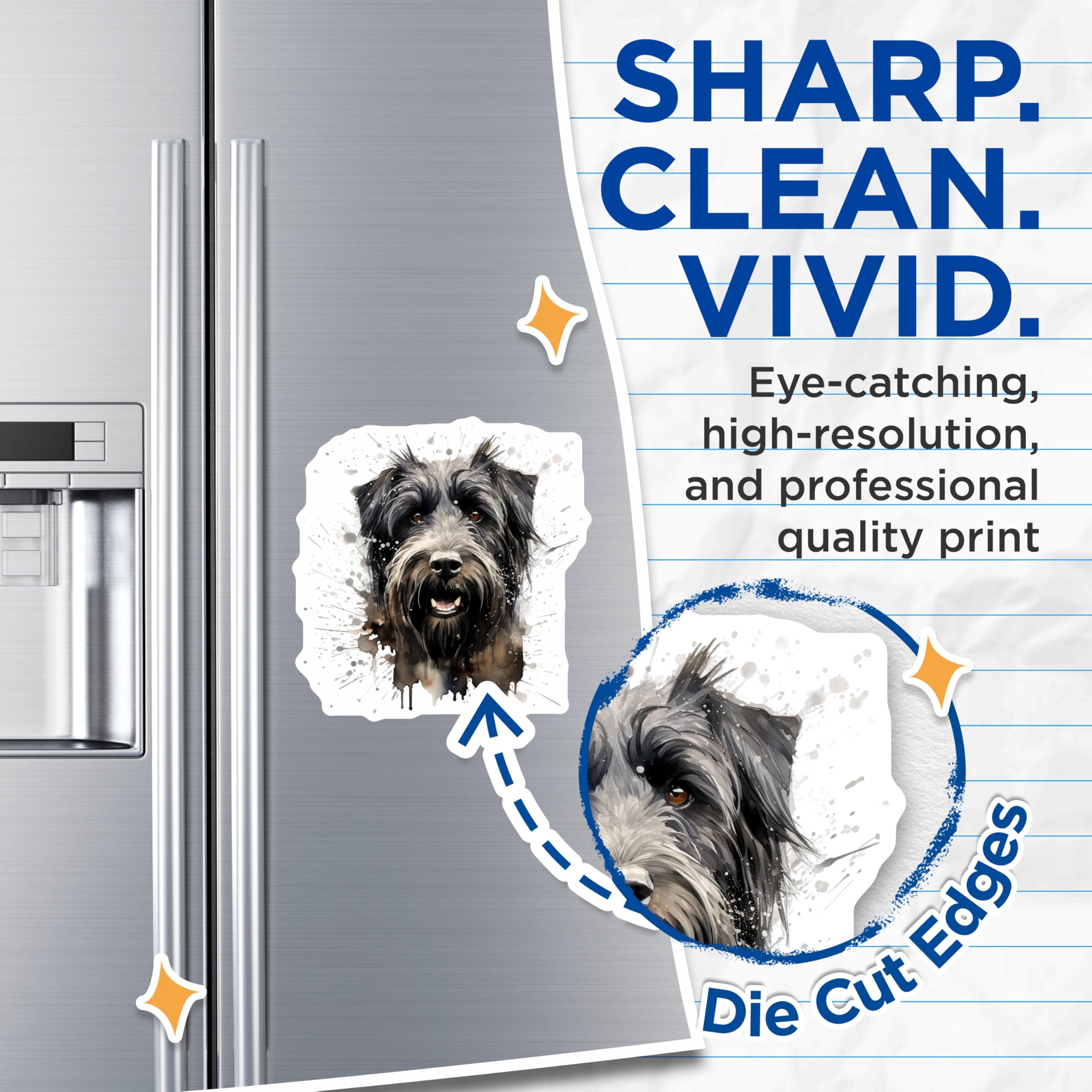 (2 Pack) Shaggy Dog Watercolor Magnets - Artistic Pet Lover Decor - Unique Animal Fridge Art - 5 Inches On Longest Side - Thick Durable Magnet - Made in USA - MAG30969