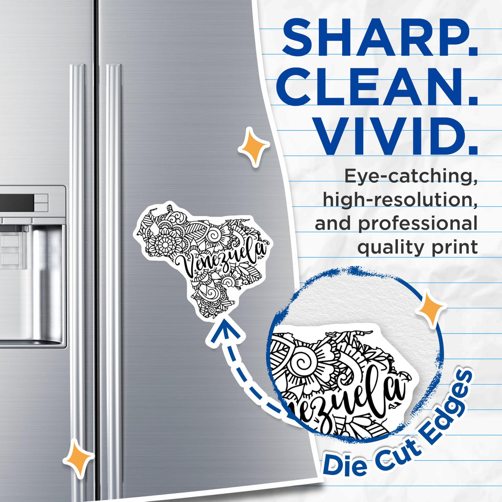 (2 Pack) Venezuela Magnets - Floral Venezuela Outline - Venezuelan Pride Souvenir - 5" On Longest Side - Premium Magnet - for Cars, Refrigerators, Toolboxes, Lockers - Made in USA - MAG18695