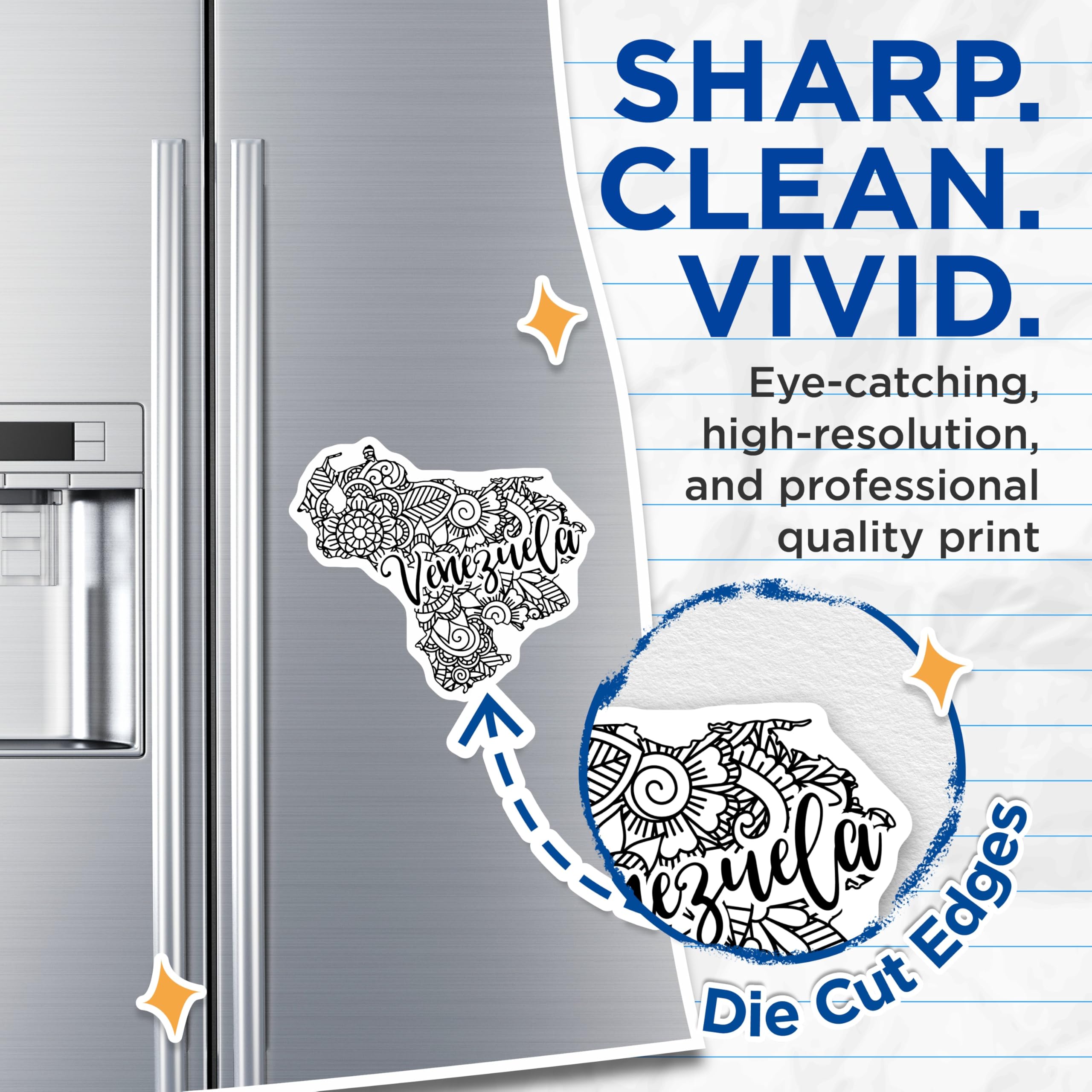 (2 Pack) Venezuela Magnets - Floral Venezuela Outline - Venezuelan Pride Souvenir - 5" On Longest Side - Premium Magnet - for Cars, Refrigerators, Toolboxes, Lockers - Made in USA - MAG18695