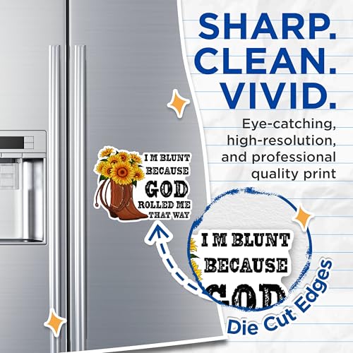 (2 Pack) God Rolled Me That Way Magnets - Sunflower Boot Magnets - Inspirational Quote Magnets- 5" On Longest Side - for Fridges, Toolboxes, Cars - Made in USA - MAG2978