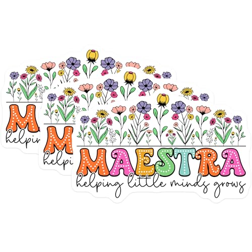 (3 Pack) Maestra Decals - Helping Little Minds Grow - Teacher Appreciation Decals - 3 Inches On Longest Side - Easy Peel & Apply - Made in USA - 3MCS7876
