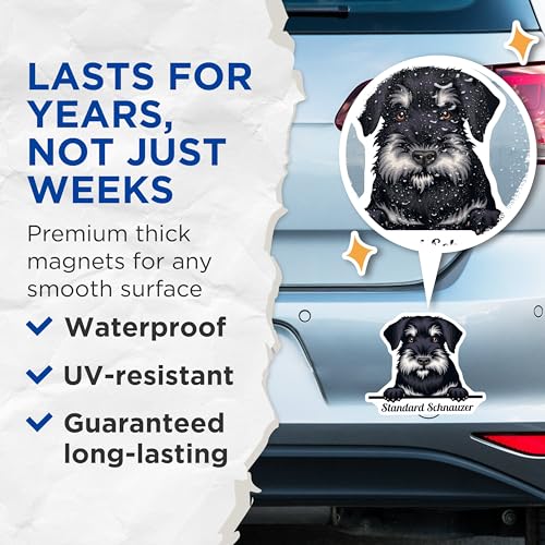 (2 Pack) Standard Schnauzer Magnets - Cute Dog Breed - Animal Lover - Pet Enthusiast Magnet - 5" On Longest Side - for Cars, Fridges, Toolboxes - Made in USA - MAG4225