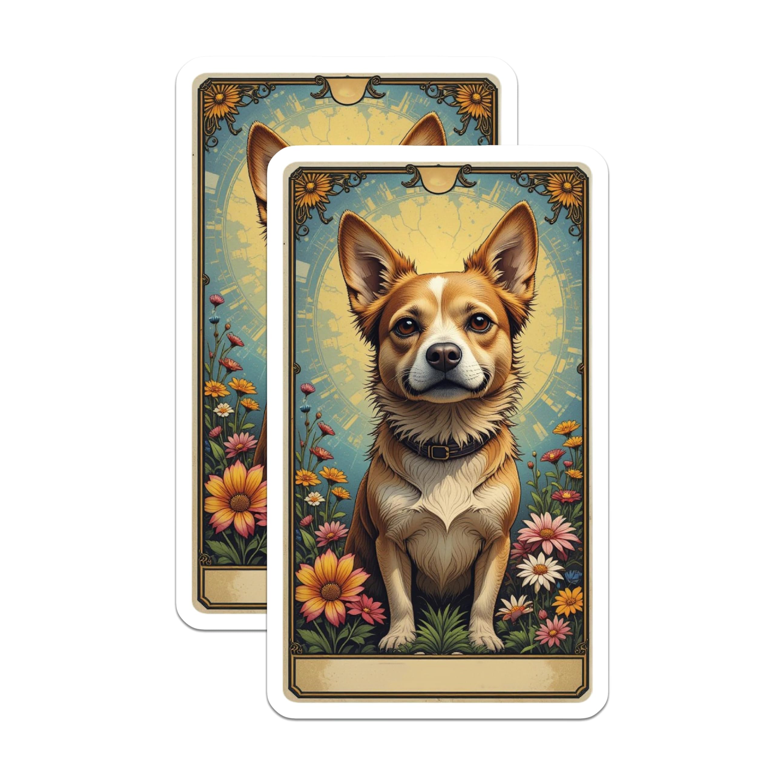 (2 Pack) Adorable Chihuahua Dog Magnets - Mystical Tarot Card Art - Vintage Pet Lover Fridge Decor - 5 Inches On Longest Side - Thick Durable Magnet - Made in USA - MAG21428