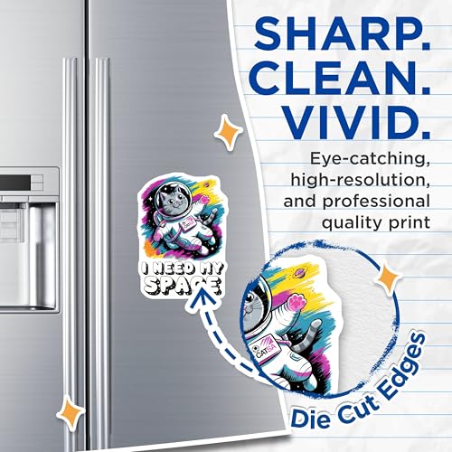 (2 Pack) I Need My Space Cat Magnets - Funny Cat Magnets - Cute Astronaut Cat Decor Magnets - 5" On Longest Side - for Cars, Refrigerators, Toolboxes, Lockers - Made in USA BMCS3324