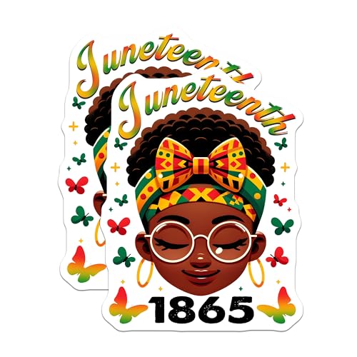 (2 Pack) Juneteenth 1865 Stickers - Cultural Heritage - African American Pride - Black History Celebration - 5" On Longest Side - Sticks to Smooth Flat Surfaces - Made in USA - BMCS7368
