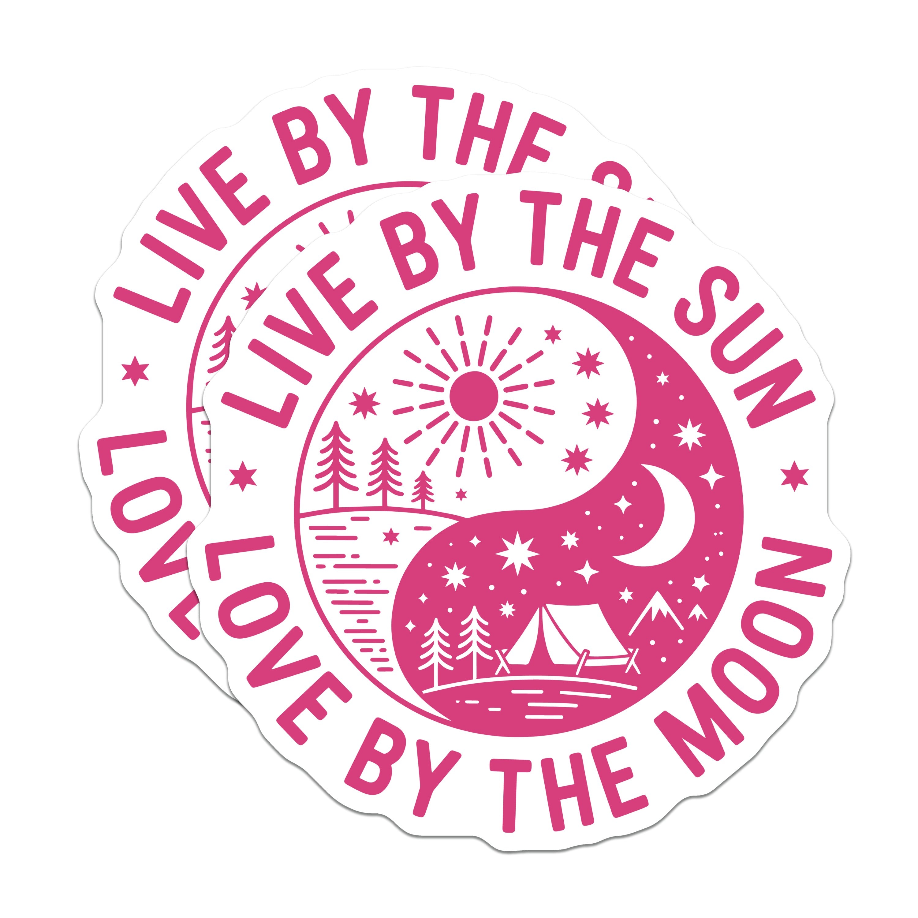 (2 Pack) Live by the Sun Love by the Moon Magnets - Celestial Nature Art - Outdoor Camp Vibes - 5 Inches On Longest Side - Thick Durable Magnet - Made in USA - MAG39270