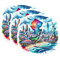 (3 Pack) New Jersey Decals - State Pride Stickers - Laptop Decal - Landmark Souvenir- 3 Inches On Longest Side - Easy Peel & Apply - Made in USA - 3MCS5471