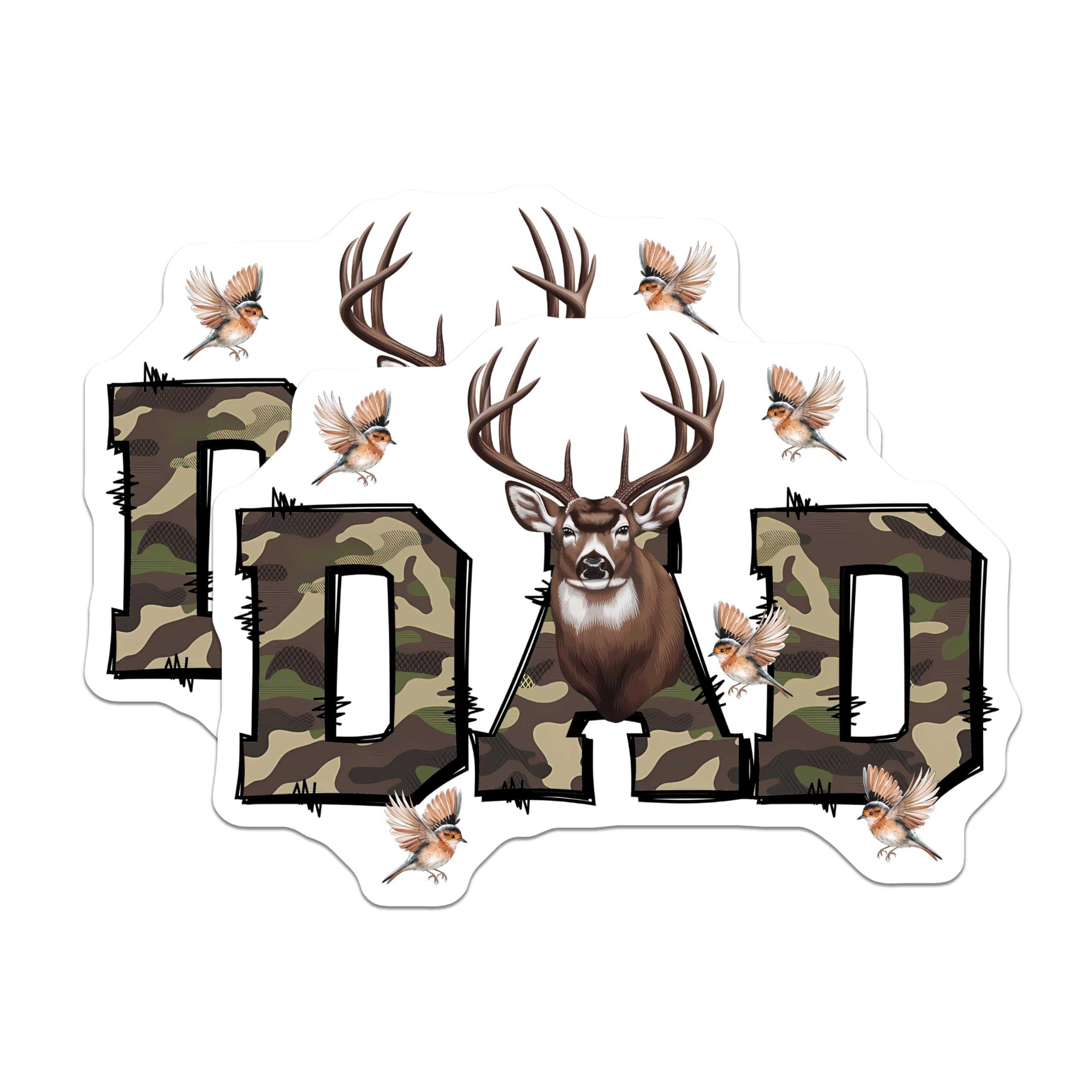 (2 Pack) Hunting Dad Magnets - Deer Hunter Father - Camouflage Design Fridge Magnets - 5" On Longest Side - Premium Magnet - for Cars, Refrigerators, Toolboxes, Lockers - Made in USA - MAG15624