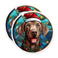 (2 Pack) Christmas Dog Magnets - Labrador Holiday Decor - Stained Glass Pet Refrigerator Magnets - 5 Inches On Longest Side - Thick Durable Magnet - Made in USA - MAG30122