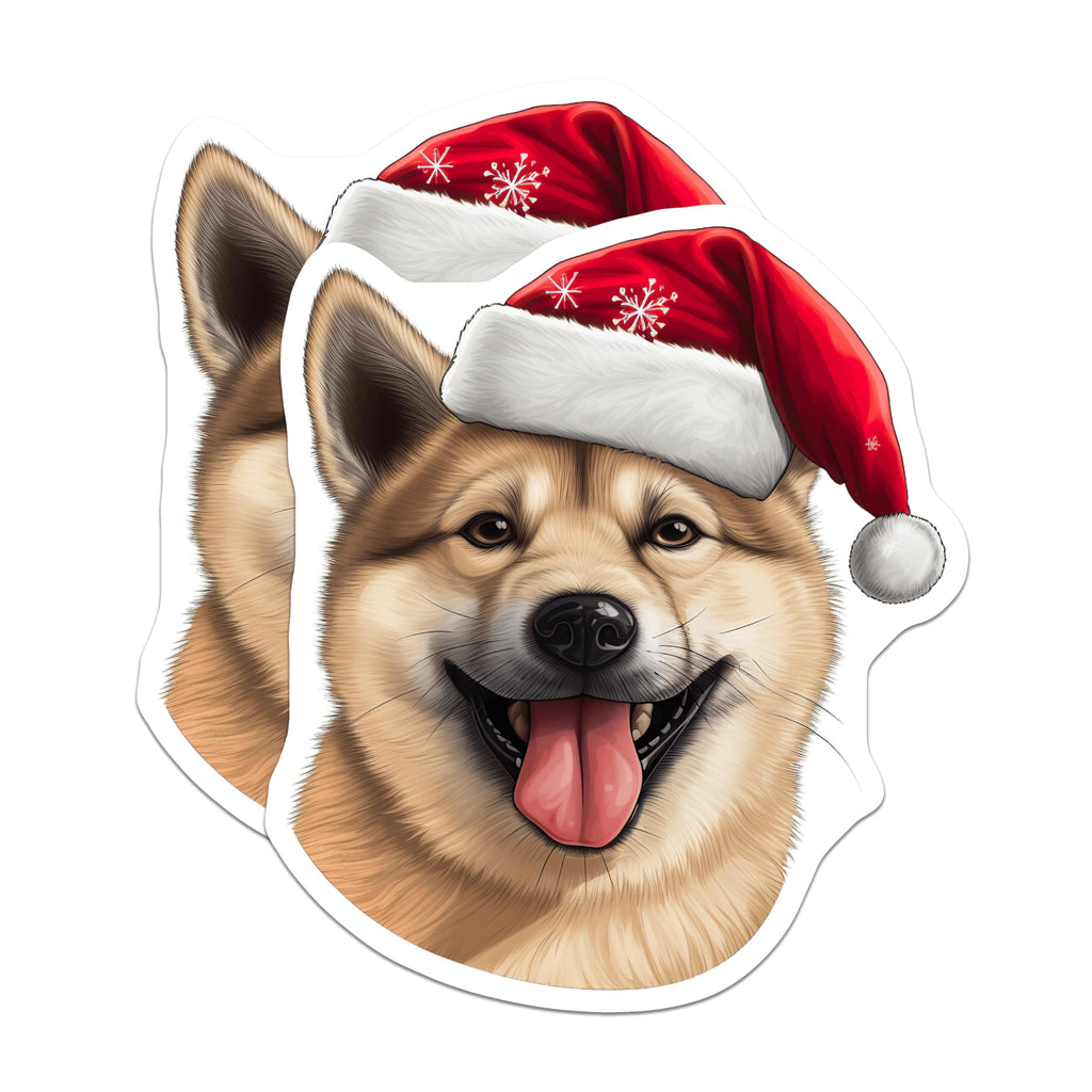 (2 Pack) Akita Dog Christmas Magnets - Happy Holiday Decor - Dog Lover Present Idea - 5 Inches On Longest Side - Thick Durable Magnet - Made in USA - MAG24112