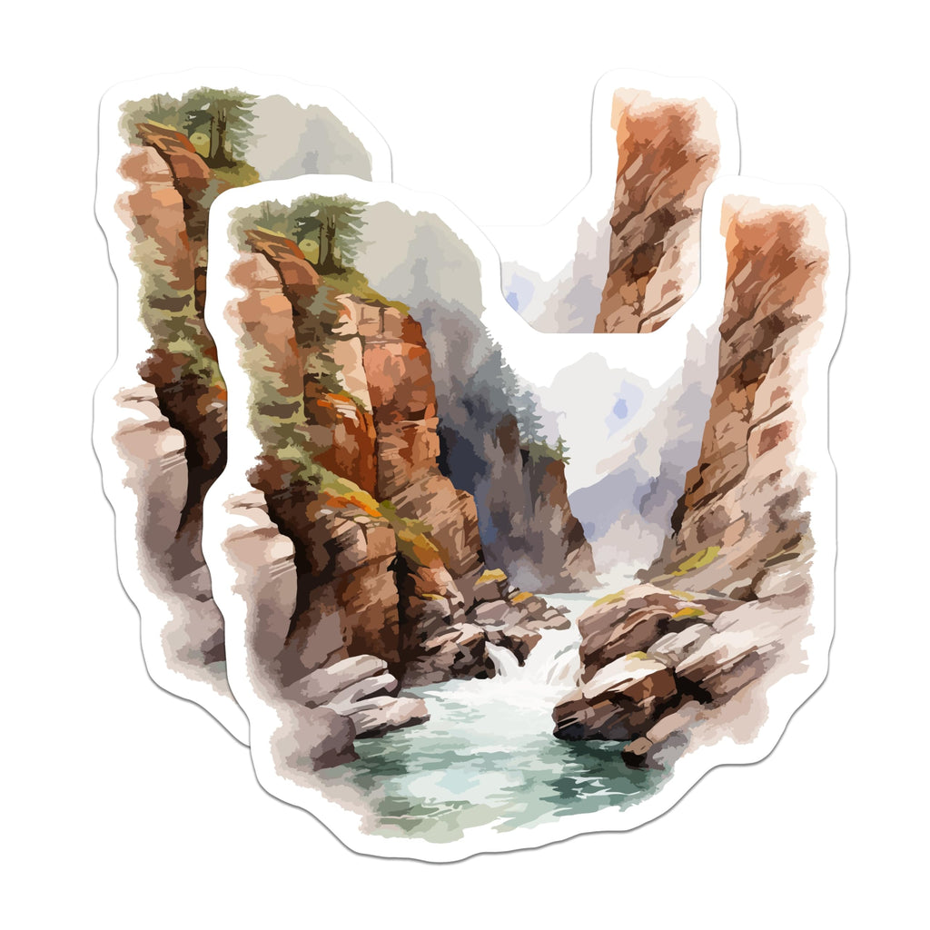 (2 Pack) Canyon River Magnets - Mountain Landscape Art - Wilderness Adventure Scene - Nature Watercolor Decor - 5 Inches On Longest Side - Thick Durable Magnet - Made in USA - MAG19908