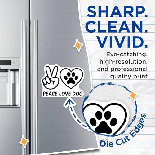 (2 Pack) Peace Love Dog Magnets - Dog Lover Car Accessories - Cute Dog Paw Fridge Decor - 5" On Longest Side - for Cars, Fridges, Toolboxes - Made in USA - MAG6616