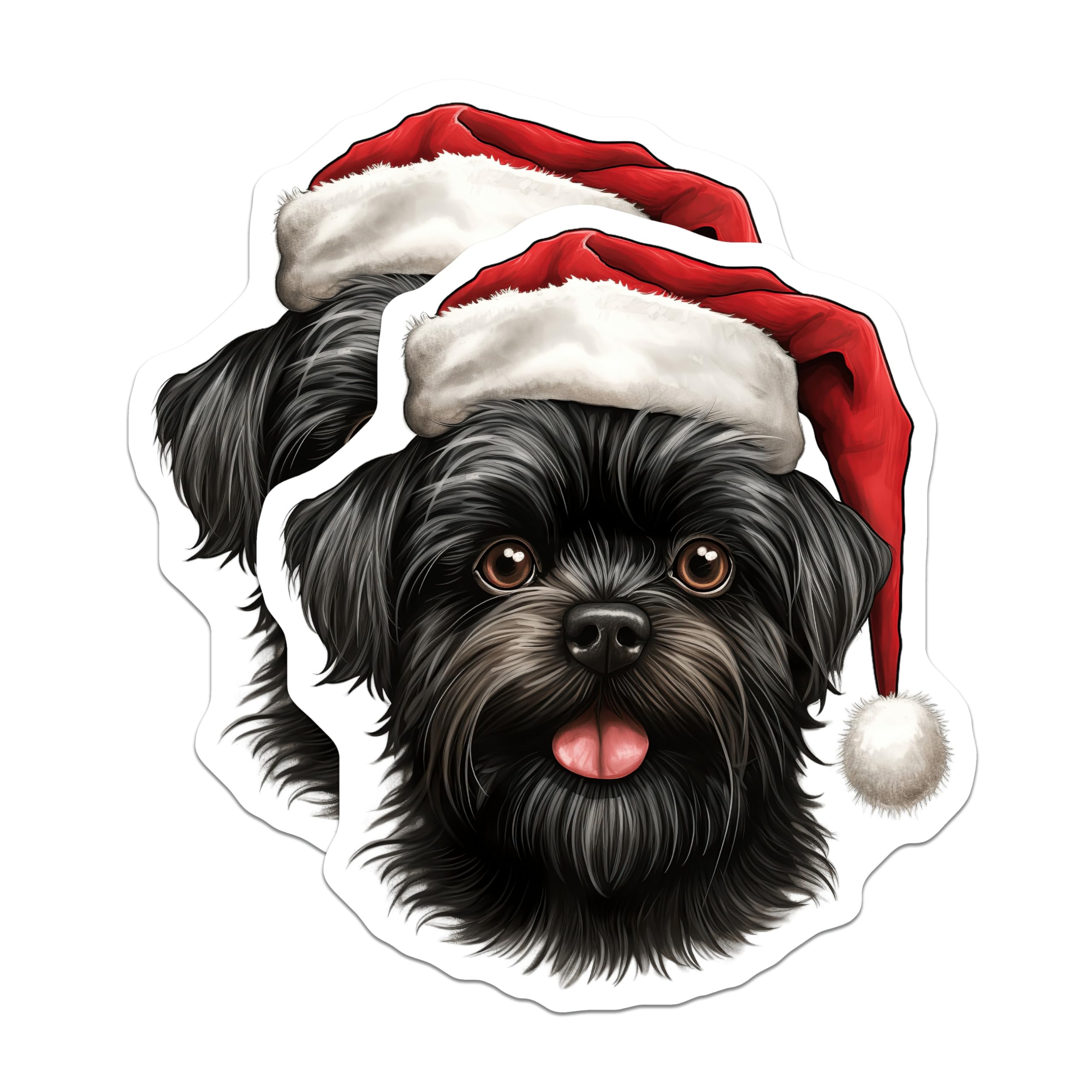 (2 Pack) Christmas Dog Magnets - Festive Brussels Griffon - Holiday Pet Decoration - 5 Inches On Longest Side - Thick Durable Magnet - Made in USA - MAG23541