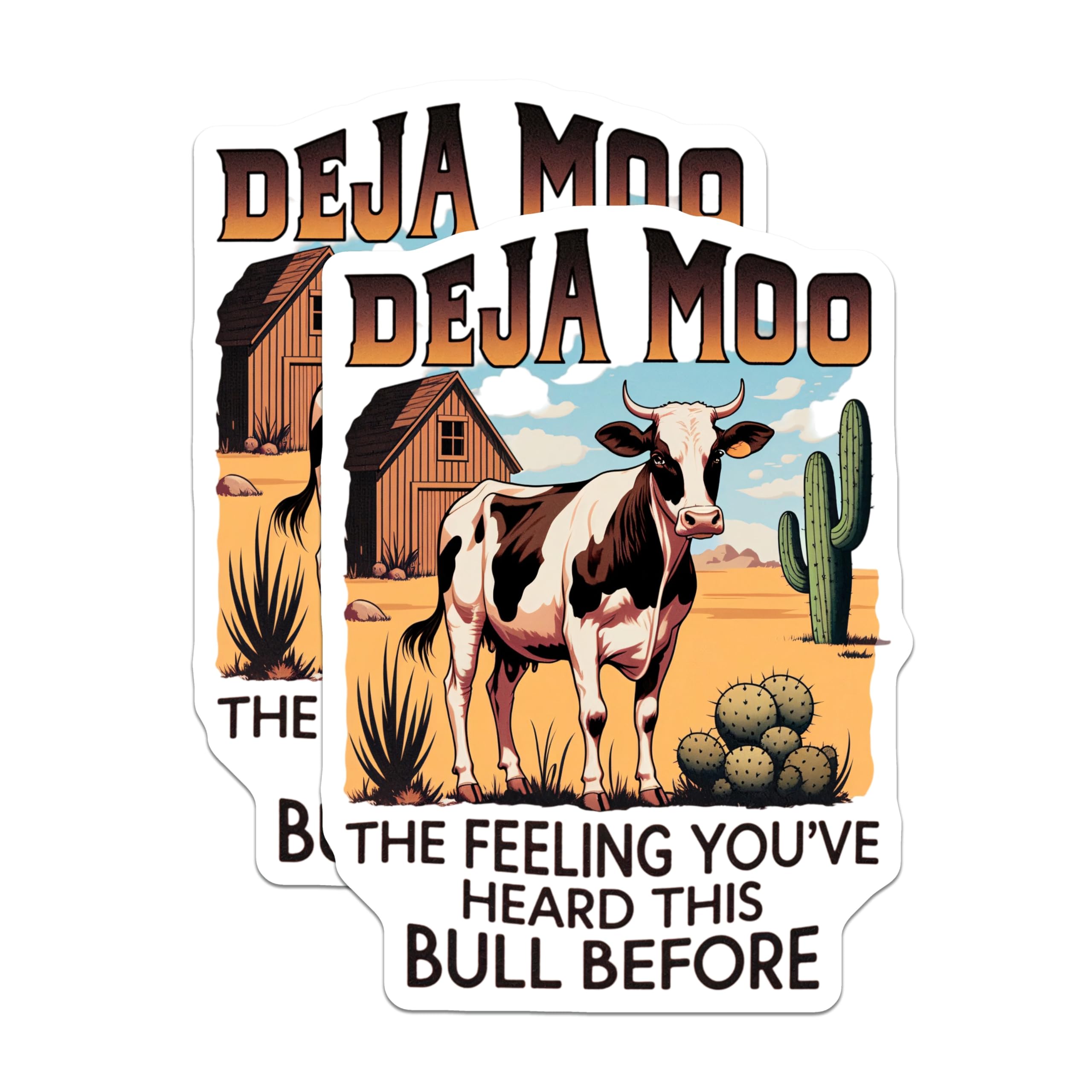 (2 Pack) Deja Moo Cow Magnets - Humorous Refrigerator Decor - Western Farmhouse Kitchen Accent - Punny Bull Quote Art - 5 Inches On Longest Side - Thick Durable Magnet - Made in USA - MAG21953
