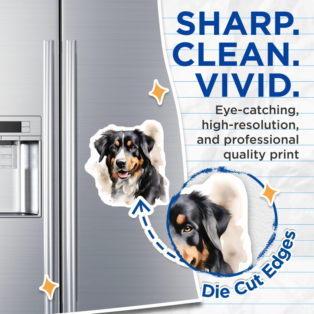 (2 Pack) Bernese Mountain Dog Magnets - Watercolor Dog Art - Dog Lover Decor - 5 Inches On Longest Side - Thick Durable Magnet - Made in USA - MAG27595