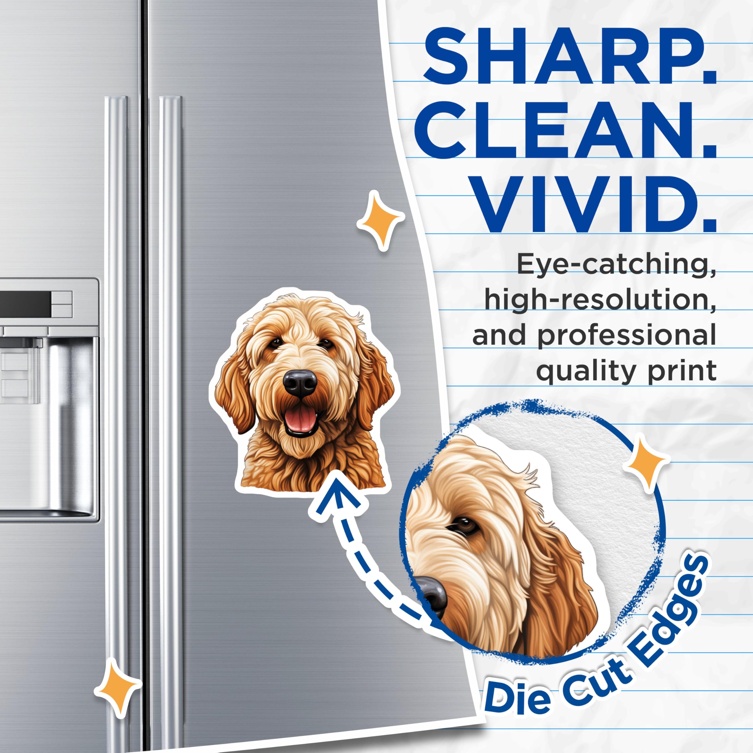 (2 Pack) Goldendoodle Dog Magnets - Dog Lover Kitchen Decor - Pet Parent Refrigerator - 5 Inches On Longest Side - Thick Durable Magnet - Made in USA - MAG26695