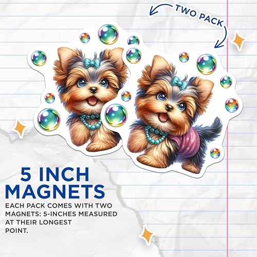 (2 Pack) Adorable Dog DÃƒÂ©cor Magnet - 5" On Longest Side - Sticks to Smooth Flat Surfaces - Made in USA - MAG9619