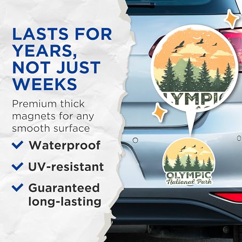 (2 Packs) Olympic National Park Magnets - Nature Hiking Outdoorsman Hiker Magnets - 5 Inches On Longest Side - Premium Magnet - for Fridges, Toolboxes, Cars - Made in USA - MAG2501