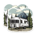 (2 Pack) Travel Trailer Magnets - Retro Camper RV Decor - Mountain Forest Adventure Road Trip - 5 Inches On Longest Side - Thick Durable Magnet - Made in USA - MAG36345