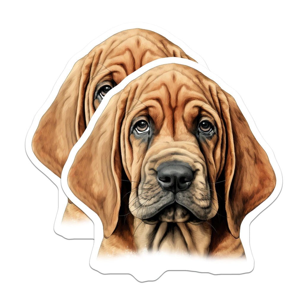 (2 Pack) Bloodhound Dog Magnets - Cute Bloodhound Puppy Art - Dog Mom Pet Lover Fridge Decor - 5 Inches On Longest Side - Thick Durable Magnet - Made in USA - MAG28546