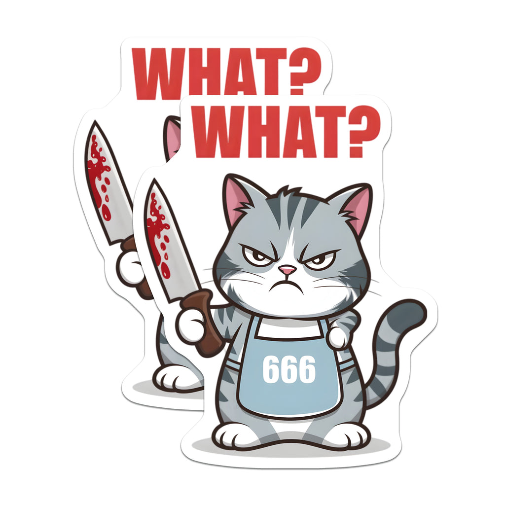 (2 Pack) Funny Cat Magnets - Grumpy Kitty Knife Meme - What Saying Refrigerator Decor for Home - 5 Inches On Longest Side - Thick Durable Magnet - Made in USA - MAG39086