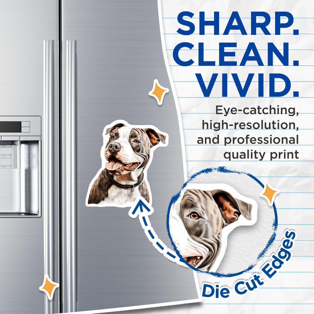 (2 Pack) Pit Bull Magnets - Dog Lover Fridge Decor - Pet Advocate Item - Bully Breed Art - 5 Inches On Longest Side - Thick Durable Magnet - Made in USA - MAG26856