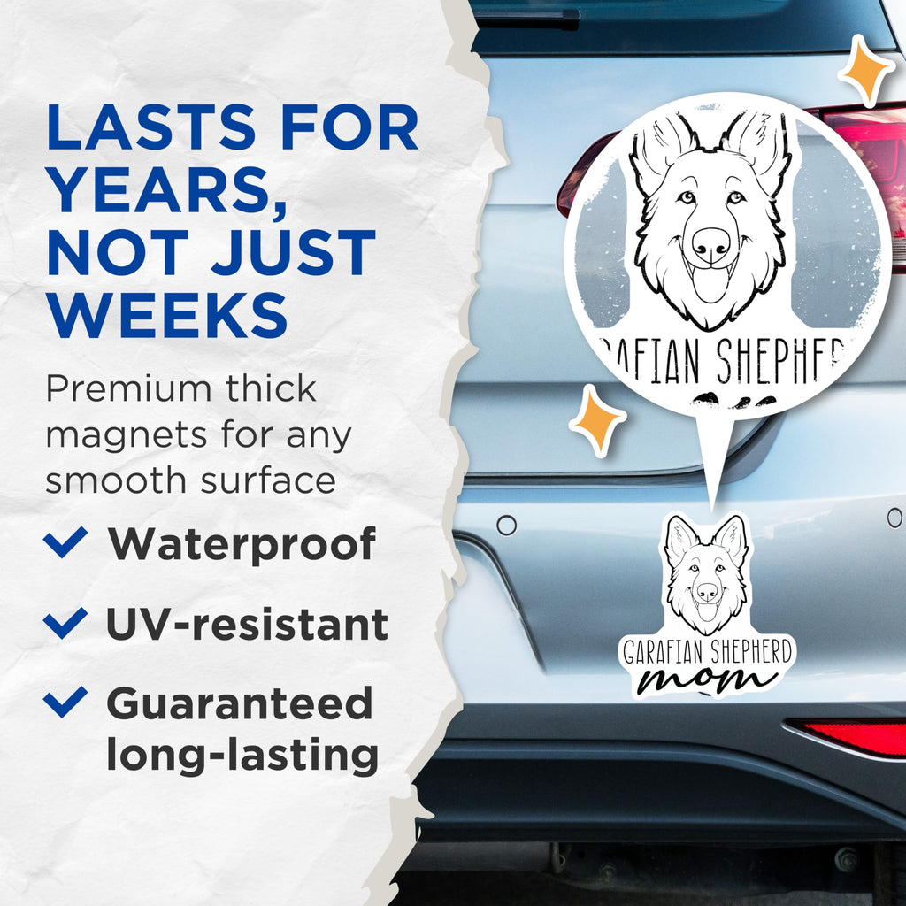 (2 Pack) German Shepherd Mom Magnets - Dog Lover Decor - Pet Parent Refrigerator Art - 5 Inches On Longest Side - Thick Durable Magnet - Made in USA - MAG27022