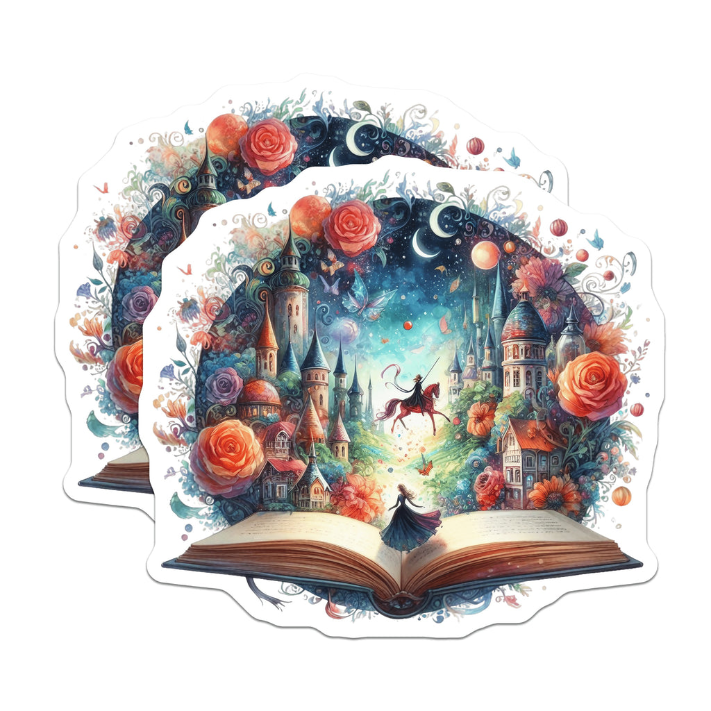 (2 Pack) Fantasy Storybook Magnets - Book Lover Decor - Dreamy Art Gift - 5 Inches On Longest Side - Thick Durable Magnet - Made in USA - MAG36113