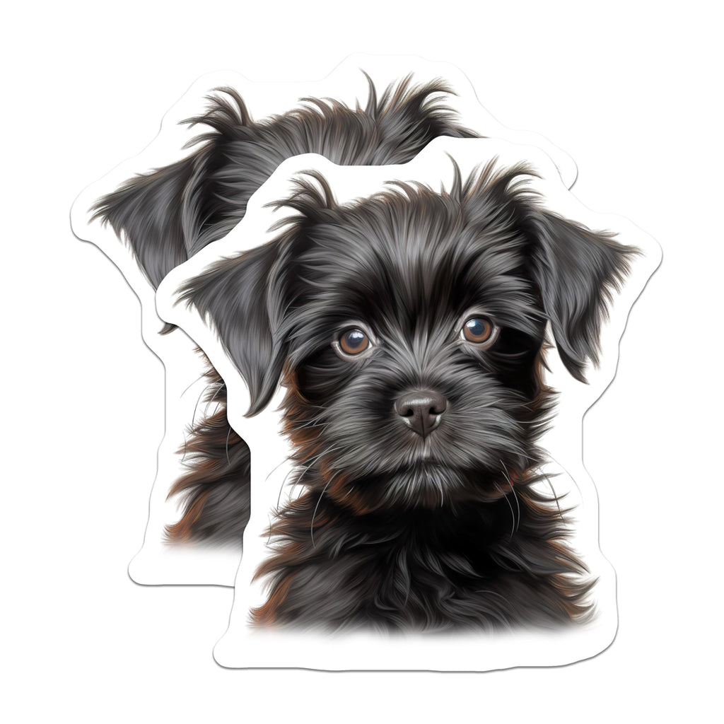 (2 Pack) Black Puppy Magnets - Adorable Fluffy Dog Art - Pet Lover Fridge Decor Animal Theme - 5 Inches On Longest Side - Thick Durable Magnet - Made in USA - MAG27985