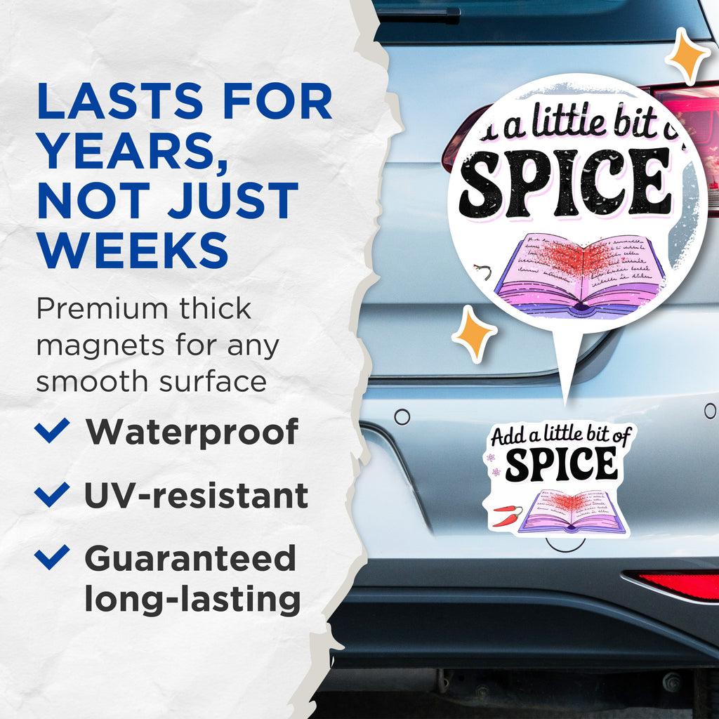 (2 Pack) Add a Little bit of Spice Magnets - Foodie Kitchen Decor - Chili Pepper Recipe Book Art - 5 Inches On Longest Side - Thick Durable Magnet - Made in USA - MAG39149