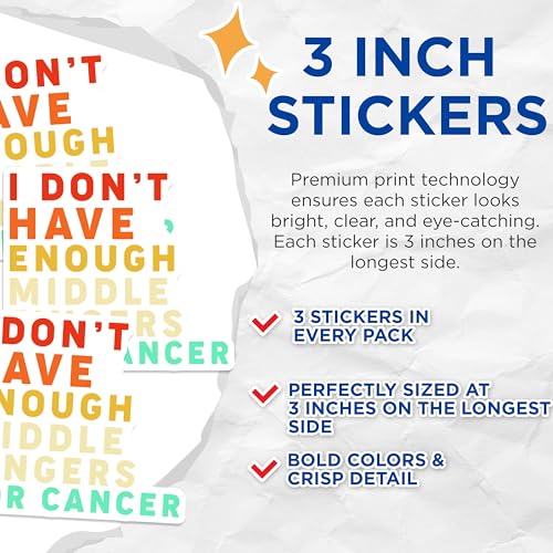 (3 Pack) Cancer Middle Finger Decals - Fight Cancer Stickers - Laptop Decals - 3 Inches On Longest Side - Easy Peel & Apply - Made in USA - 3MCS2864