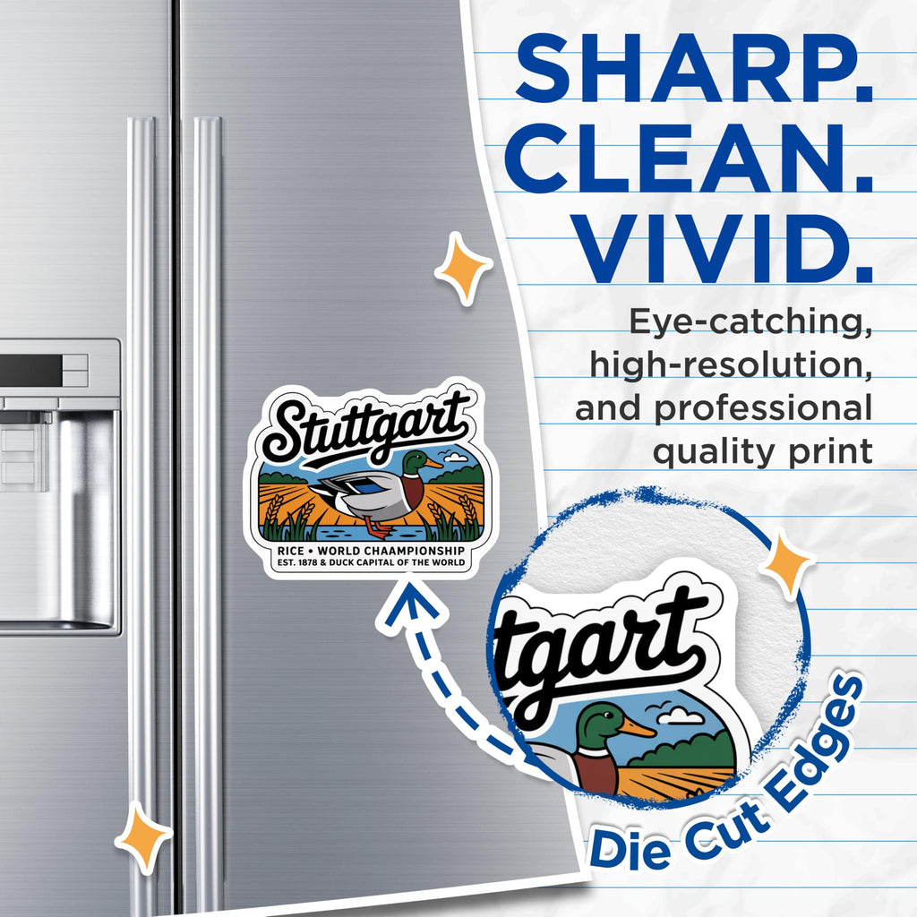 (2 Pack) Stuttgart Magnets - Duck Capital Magnets - Mallard Duck Art - 5" On Longest Side - Premium Magnet - for Cars, Refrigerators, Toolboxes, Lockers - Made in USA - MAG18042
