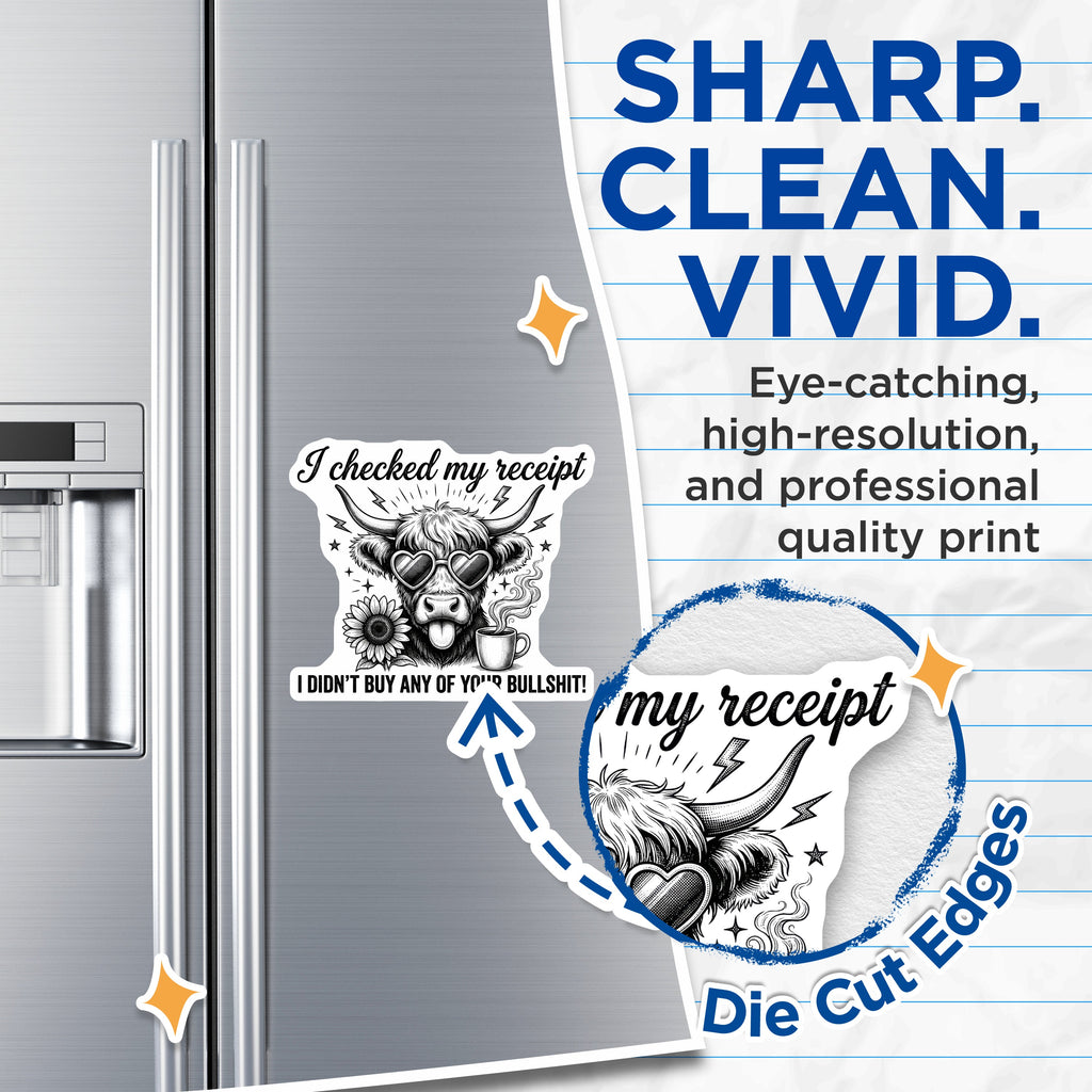 (2 Pack) Highland Cow Magnets - Sarcastic Quote - Funny Fridge Decor - Witty Coffee Lover Accessory - 5 Inches On Longest Side - Thick Durable Magnet - Made in USA - MAG39316
