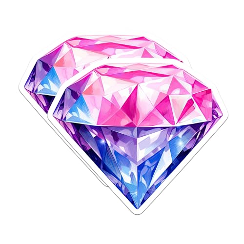 (2 Pack) Geometric Jewel Stickers - Colorful Diamond - Vibrant Gem - 5" On Longest Side - Sticks to Smooth Flat Surfaces - Made in USA - BMCS6605